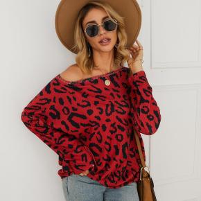 Customization Women Autumn Long Sleeve Leopard Print Knit Top