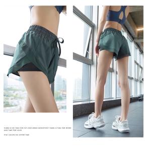 Loose Adjustable Elastic Waistband With LeggingsShorts Drawcord Pocket Women's Sport Shorts