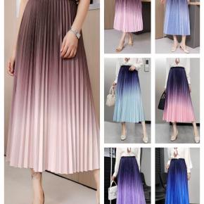 Gradient Satin Pleated Skirts for Women Long A-line Elegant Faldas