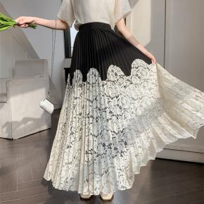 OEM New Design Women Elegant High Waist Pencil Skirt Scallop Hem Lace Midi Skirt 