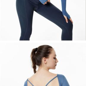 Hollow Back Sports Top Twisted Short Yoga Wear with Chest Pad Long Sleeve Shirt Fitness Clothing