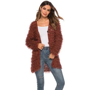 Cardigan Sweater Coat Knit Winter V-neck Crochet Acrylic Soft Elegant Cardigan For Women